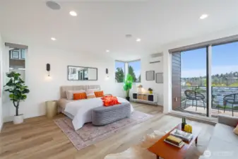 Huge Primary suite with sitting area, private view covered deck + A/C.