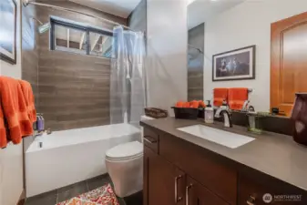 Downstairs has a full bath.