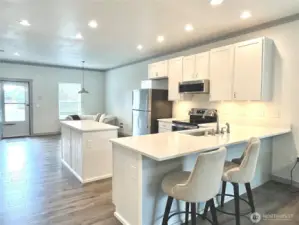View of the kitchen and eating space