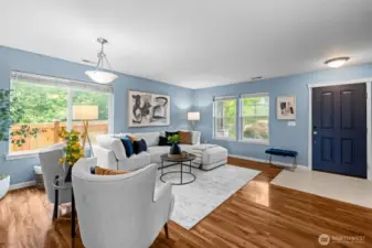 Living room with laminate hardwood floors