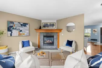 Family room with fireplace