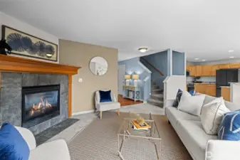 Family room with fireplace