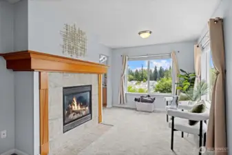 main suite with fireplace and sitting area