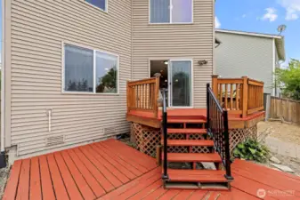 stained deck with mountain views