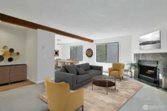 Virtually staged living room