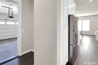 Convenient access from garage to kitchen when unloading groceries.