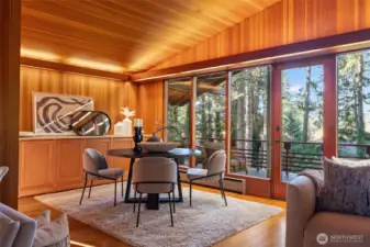 Dining area with custom built-ins.