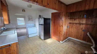 Kitchen with original cabinets