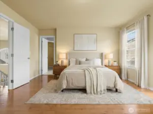 Master bedroom staged