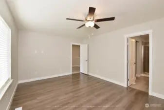 Spacious master bedroom with walk-in closet