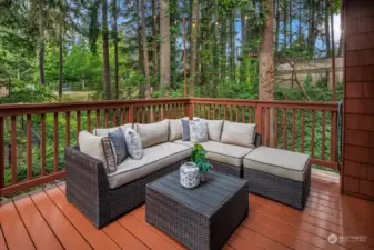 Sitting area out on the deck.