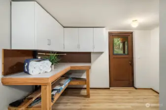 Laundry is extra sized to allow for a work bench area.