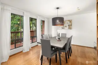 Dining Room with view of natural backyard.