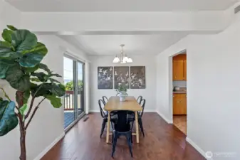 Formal dining room with slider onto new deck!