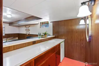 Super cool bar area in basement, takes you back in time. Has working mini refrigerator