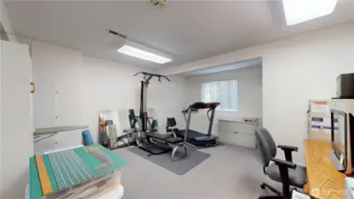 Lower level exercise room & office!