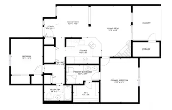 Floor Plan: Smart layout with bedrooms on opposite sides for privacy, open living and dining areas, and private deck overlooking greenbelt.