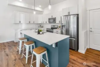 Garage entrance into kitchen, easy for unloading groceries.