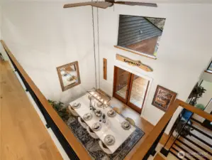 Walking from the 2nd and 3rd bedroom at one end of the house has a cat walk overlooking the dining room and living room.