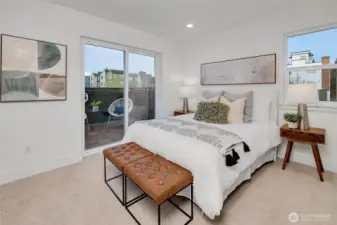 Primary bedroom with its own private deck.