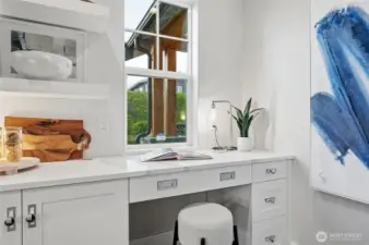 Planning station off the kitchen.