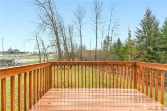Deck off the dining room / kitchen.