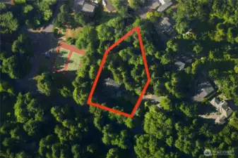 Aerial to show lot lines including both tax parcels