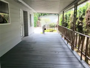 Huge Covered New Painted Font Entry Porch Looking at Front Entry Door Door Entry and Street.