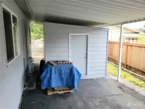 Nice Dry Storage Shed with Lighting and Shelves.