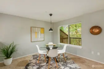 Dining room looking to back deck.