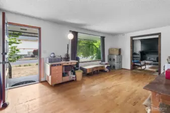 Real hardwood flooring welcomes you inside to the Living room.
