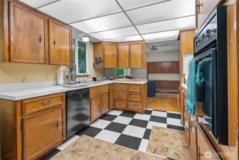 Relish in the older style cabinetry and flooring, or take it all out and start again with a modern look!