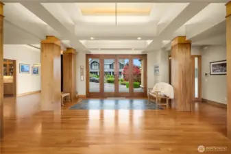 The grand foyer certainly makes a statement from the moment you first step in to this stunning home and the impressive entry with its soaring ceilings confirms that you've arrived at the perfect choice for your new home.