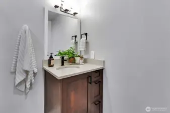 One of two, three quarter baths, this one located on main level.