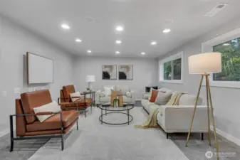 Lower-level rec room is perfect for game day, fun gatherings or a quiet place to relax and retire to.