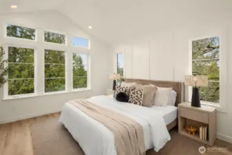 A calm, comfortable retreat with designer finishes and oversized windows.