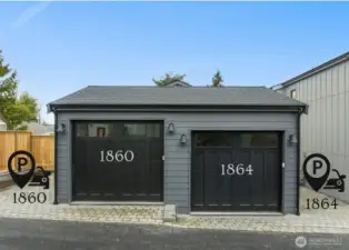 EV Ready - 1 car garage and 1 designated parking space.