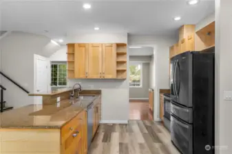 Another view of part of the kitchen. There's more storage space behind this photo as well as an eating nook.