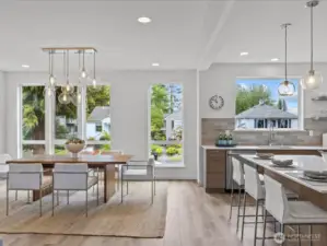 So light filled with near floor to ceiling windows