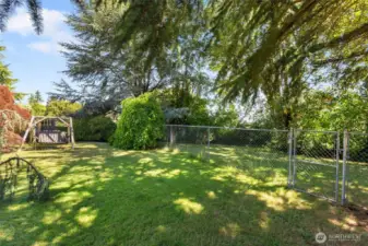 Fenced back yard.