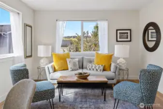 Living room has tons of natural light thru the SW windows.