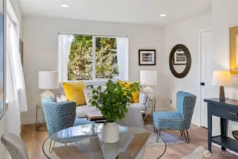 Living room has tons of natural light thru the SW windows.