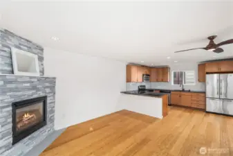 Open concept Living with wide (not narrow) floor plan for design flexibility