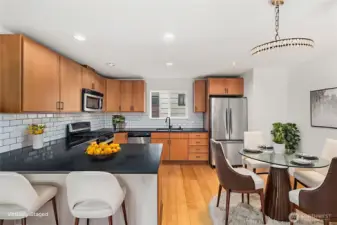 Kitchen and Dining room virtually staged