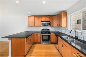 Spacious kitchen with plenty of cabinet storage