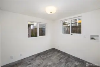 Lower bedroom is plumed for utility