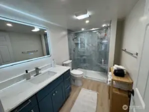 Lower level 3/4 bath off primary.