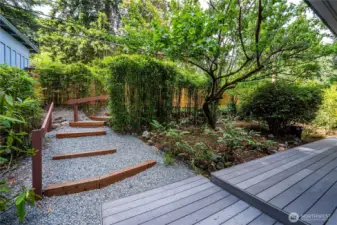 Walk way from the parking area to house.