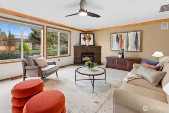 Family room with newer carpet