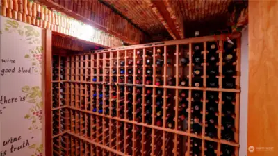 Secret wine cellar off kitchen.